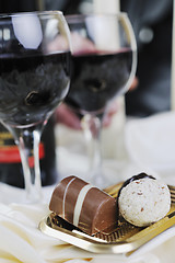 Image showing wine and chocolate