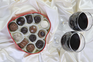 Image showing wine and chocolate