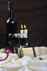 Image showing wine, chocolate and praline decoration