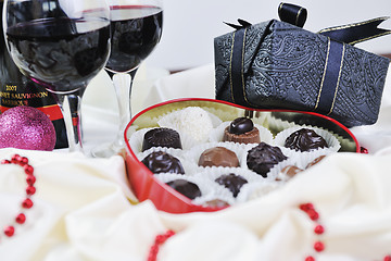 Image showing wine and chocolate