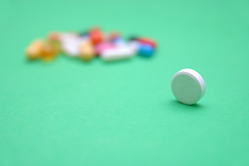 Image showing pills on green background