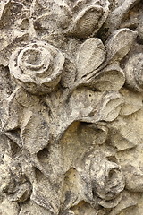 Image showing roses carved in stone