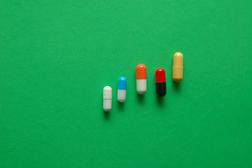 Image showing pills on green background