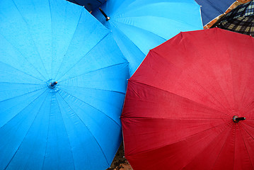 Image showing Raindrops on a umbrella