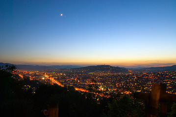 Image showing Sunset over city