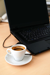 Image showing Morning coffee at the office