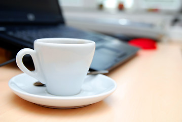 Image showing Morning coffee at the office