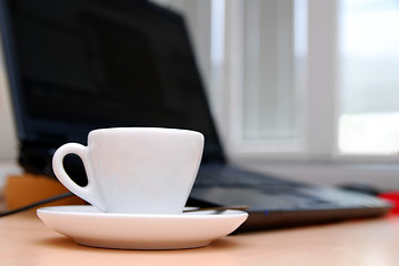 Image showing Morning coffee at the office