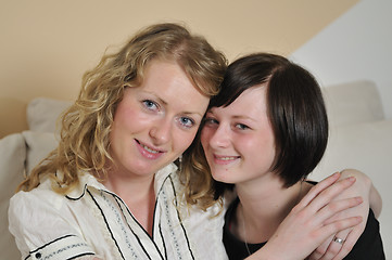 Image showing young blonde and brunette  woman portrait