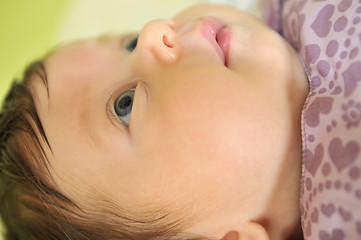 Image showing cute little baby face closeup