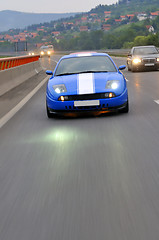 Image showing Tuning cars sacing down the highway