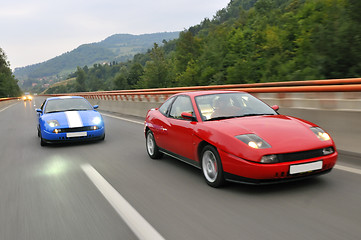 Image showing Tuning cars sacing down the highway