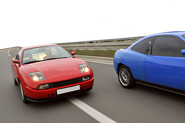 Image showing Tuning cars sacing down the highway