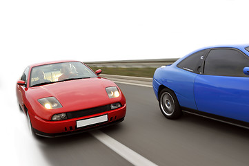 Image showing Isolated tuning cars racing on highway 