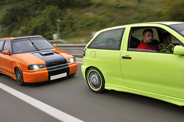 Image showing Tuning cars sacing down the highway