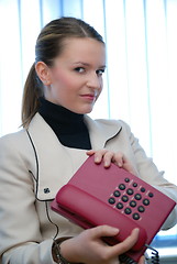 Image showing Businesswoman with telephone