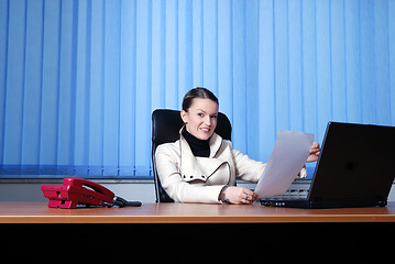 Image showing .businesswoman readin document