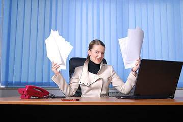 Image showing .businesswoman holding empty documents