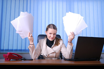 Image showing .businesswoman holding empty documents