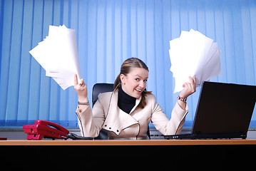 Image showing .businesswoman holding empty documents