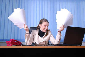 Image showing .businesswoman holding empty documents