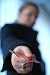 Image showing .businesswoman holding credit card