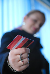 Image showing .businesswoman holding credit card