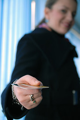 Image showing .businesswoman holding credit card