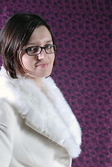 Image showing portrait of a beautiful brunett  wearing winter coat