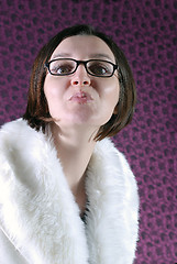 Image showing portrait of a beautiful brunett  wearing winter coat