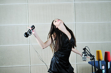 Image showing woman headset dance