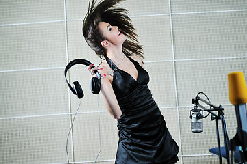 Image showing woman headset dance