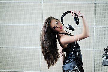 Image showing woman headset dance