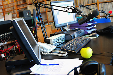 Image showing radio station microphone