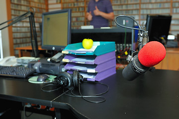 Image showing radio station microphone