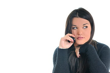 Image showing young business woman with pen