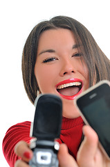Image showing young woman talk on cellphone