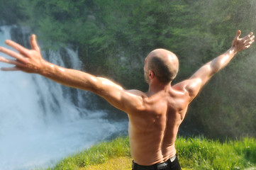 Image showing man waterfall