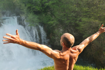 Image showing man waterfall