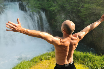 Image showing man waterfall