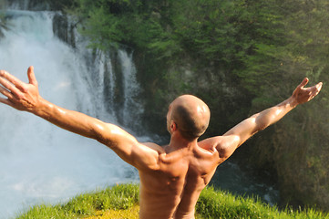 Image showing man waterfall