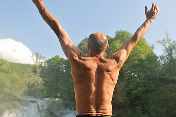 Image showing man waterfall