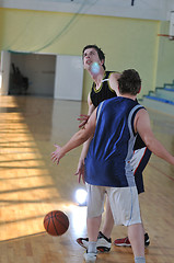 Image showing basketball duel