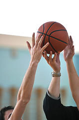 Image showing basketball duel