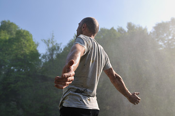 Image showing man waterfall