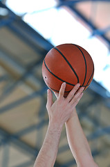 Image showing basketball duel