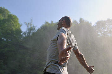 Image showing man waterfall