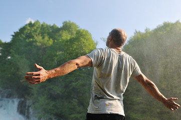 Image showing man waterfall