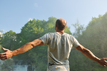 Image showing man waterfall