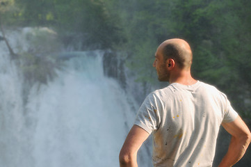 Image showing man waterfall